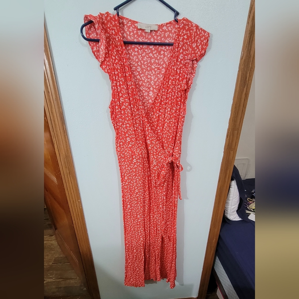 Wrap Around Red Floral Jumpsuit Dress